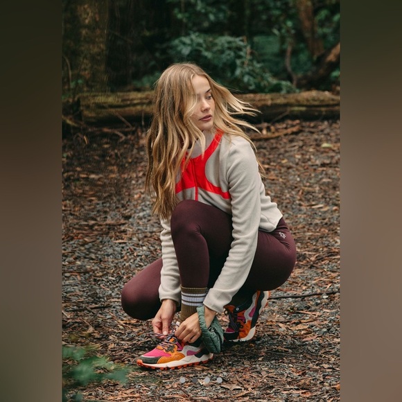 NWT Free People Movement In the Zone zip up fleece Beige & Pink Jacket RARE XL - Picture 2 of 6